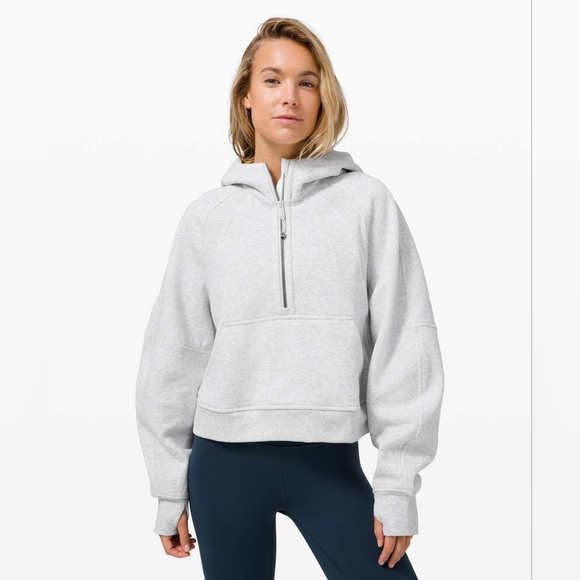 lululemon athletica Tops - Lululemon Scuba Oversized Half Zip Hoodie *Heathered Core Ultra Light Grey M/L